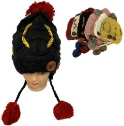 24 Bulk Wholesale Girl's Knitted Winter Hat Fleece Lined Inside