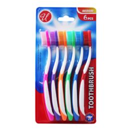 48 Bulk 6 Pcs Value Pack Toothbrush Medium-