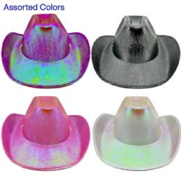 12 Bulk Glitter Sparkling Party Cowboy Hats - Assorted Colors
