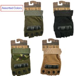 12 Bulk Tactical Motorcycle Fingerless Gloves with Hard Knuckle for Men and Women
