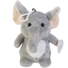 24 Bulk Plush 5in Chubby Elephant Evie W/clip Wish Pets