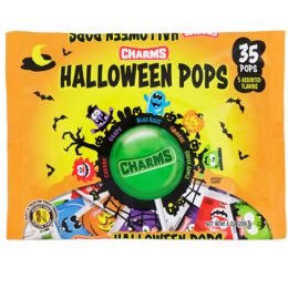 24 Bulk Halloween Pops Charms 35 Pops 5 Asst Flavors 7.4 Oz Laydown Bag