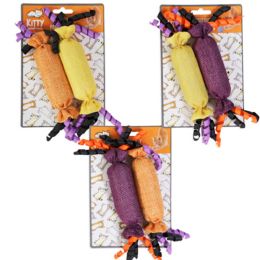 48 Bulk Cat Toy Halloween Candy Crinkler 2pk Assorted Colors In Merch Strip