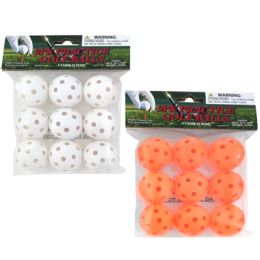 36 Bulk Practice Golf Balls W/holes 9pk 1.54in 24 White/12 Neon Orange Per Case Pbh