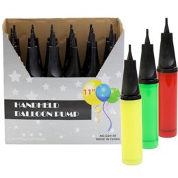 18 Bulk Handheld Balloon Pump For Latex Or Foil Balloons 11in 3ast In 18pc Pdq