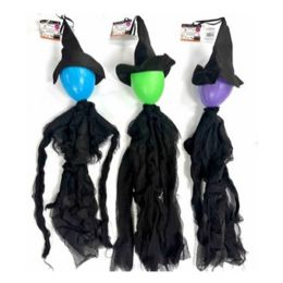 18 Bulk Faceless Witch LighT-Up 36in Hanging Decor 3 Ast Colors
