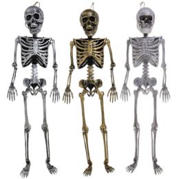 6 Bulk Skeleton Hanging Decor 36in Posable Natural/ Antique Gold/silver Colors Plastic