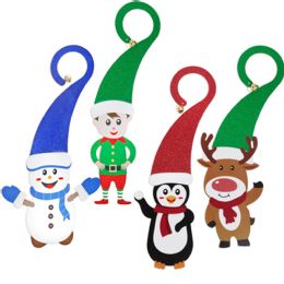 24 Bulk Door Hanger Mdf 4ast Christmas Characters W/glitter And Bell 18.9in Mdf Comply/label