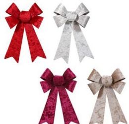 24 Bulk Velvet Wreath Bow 8.25 X 14.75 4ast Colors 4 Loop Red/wine/silver/champagne