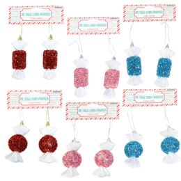 24 Bulk Ornament Tinsel Candy 4.72in 2pks 2 Styles/3 Colors Xmas Pbh