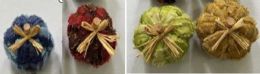 12 Bulk Harvest Deluxe Fabric Pumpkin W/twig Stem 4 Ast Colors