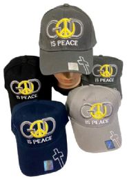 24 Bulk Wholesale Baseball Cap/hat God Is Peace