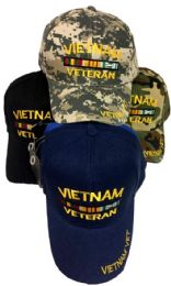 24 Bulk Wholesale Vietnam Veteran Baseball Hats Adjustable Sizes