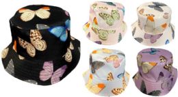 24 Bulk Wholesale Butterfly Bucket Hat Kids/children Size