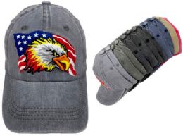 24 Bulk Wholesale PrE-Washed Cloth Usa Eagle Baseball Cap/hat