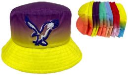 24 Bulk Wholesale Tie Dye Bucket Hat With Eagle Design