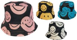 24 Bulk Wholesale Smile Face Kids/children Bucket Hat