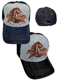 24 Bulk Wholesale 3 Horses Baseball Cap/hat