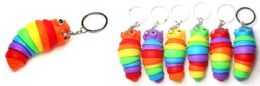 24 Bulk Wholesale Rainbow Color Caterpillar Keychain