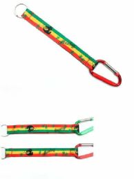 24 Bulk Wholesale Bob Marley Marijuana Rasta Color Lanyard Keychain