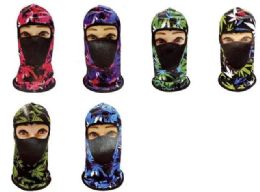 24 Bulk Ninja Face Mask Colorful Marijuana Mesh At Front