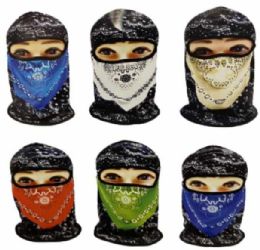 24 Bulk Wholesale Ninja Face Mask Two -Tone Paisley