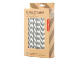 36 Bulk Kikkerland Set Of 144 Paper Straws In Gray