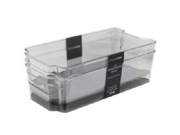 12 Bulk Simplemade 2 Pack 6 In X 12.5 In Clear Fridge Bin With Blue Grip