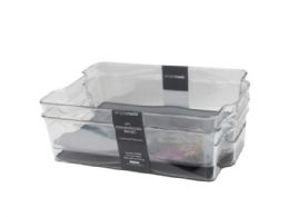 12 Bulk Simplemade 2 Pack 8.25 In X 12.5 In Clear Fridge Bin With Grey G
