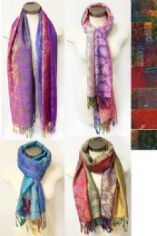 24 Bulk Wholesale MultI-Colors Paisley Floral Pashmina Assorted Colors