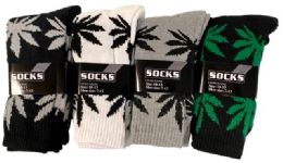 24 Bulk Wholesale Long Man Marijuana Socks