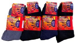 24 Bulk Solid Color Man Winter Thermals Socks 10-13