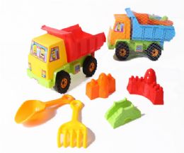 6 Bulk 6 Pc Truck Sand Toys In Net Bag