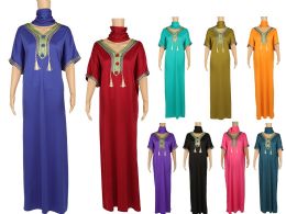 12 Bulk Women's Embroidered Viscose Rayon Gown In Assorted Colors
