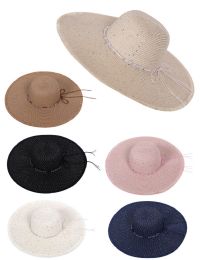 36 Bulk One Size Women's Wide Brim Sun Straw Hat In Assorted Colors