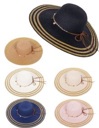 36 Bulk One Size Women's Wide Brim Sun Straw Hat