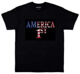 24 Bulk America 1st Black Color Short T-Shirt