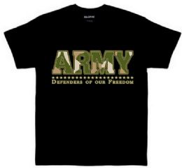 24 Bulk Army Defenders T-Shirts Black Color