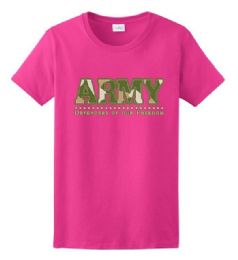24 Bulk Army Defenders T-Shirts Pink Color
