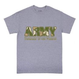 24 Bulk Army Defenders T-Shirts Sports Gray Color