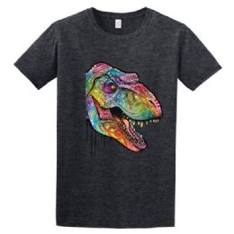 24 Bulk Psychedelic T-Rex T-Shirt Dark Heather Color