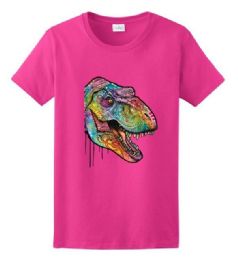 24 Bulk Psychedelic T-Rex T-Shirt Pink Color