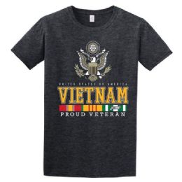 24 Bulk Veteran Eagle -Vietnam T-Shirt Dark Heather Color
