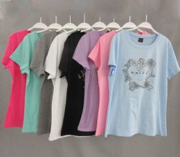 12 Bulk Women's T-Shirt Graphic Tee L/xl