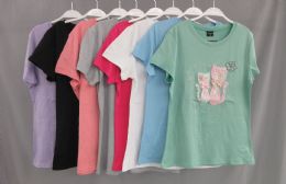 12 Bulk Women's T-Shirt Cat Design S/m