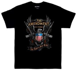 24 Bulk 2nd Amendment Eagle Black Color T-Shirt