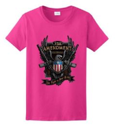 24 Bulk 2nd Amendment Eagle Pink Color T-Shirt
