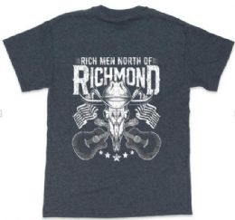 24 Bulk Rich Men North Of Richmond Skull Dark Heather T-Shirts
