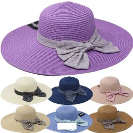 12 Bulk Beach Hat With Fabric Band Wide
