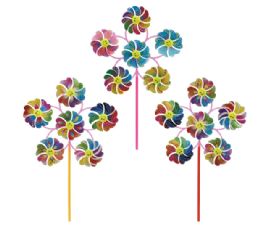 60 Bulk 21" Smiley Face Floral Windmill